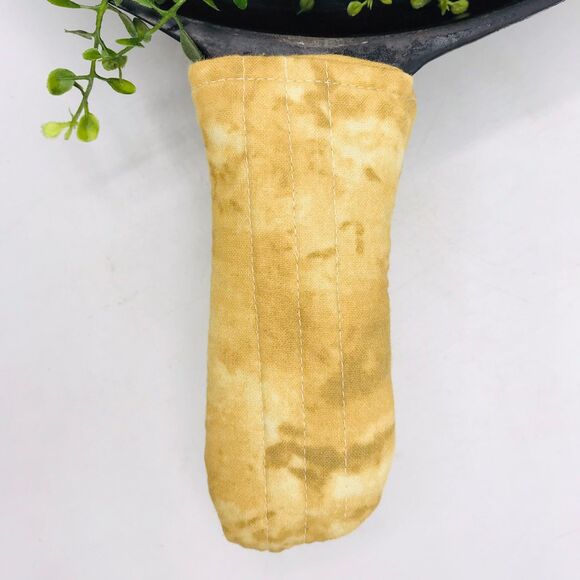 Cast Iron Pan Handle Covers Cotton Cloudy Tan Stocking Stuffer Gift Idea - Picture 1 of 2